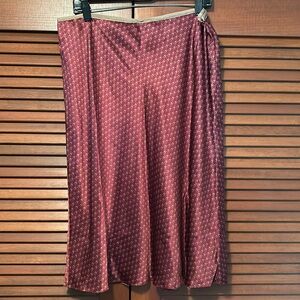 Vintage Slates Janet Howard Silk Burgundy Gold Print Knee Length Skirt 16